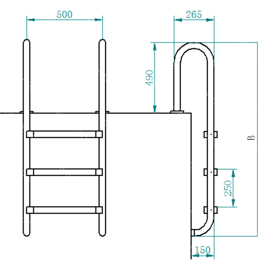 U01 U Model 304 Stainless Steel Ladder