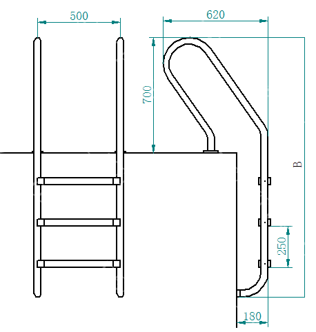 F01 F Model 304 Stainless Steel Ladder