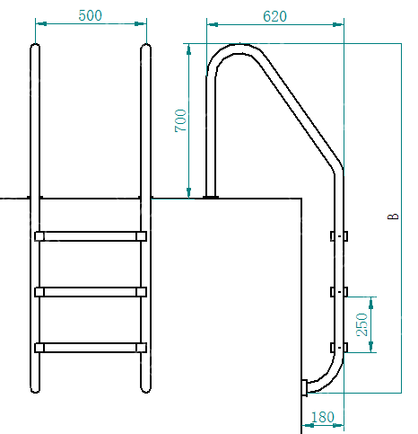 L01 L Model 304 Stainless Steel Ladder