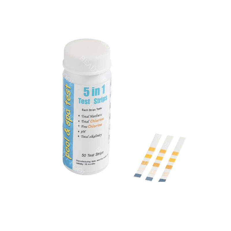 60615 5 in 1 test strips test total Chlorine free chlorine Total Alkalinity PH and Total hardness