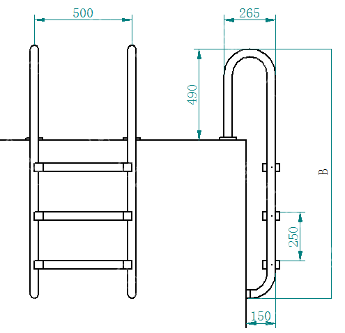 U01 U Model 304 Stainless Steel Ladder