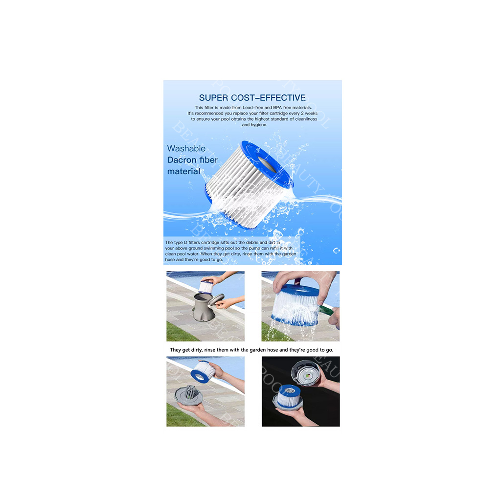 FC600 Cleaning Swimming Or Spa Pool Pump Pool Filter Cartridge for Spa Pool( Outer Diameter :4 1/4"110mm Length:3 3 /4"95mm)